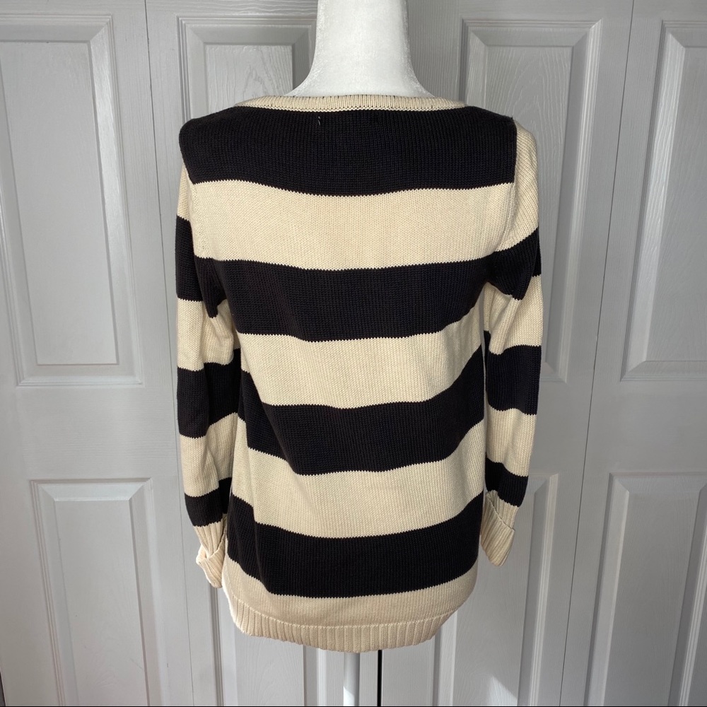 🔥SOLD🔥Gap Striped Knit Sweater Gray Cream Size Medium - Picture 7 of 14